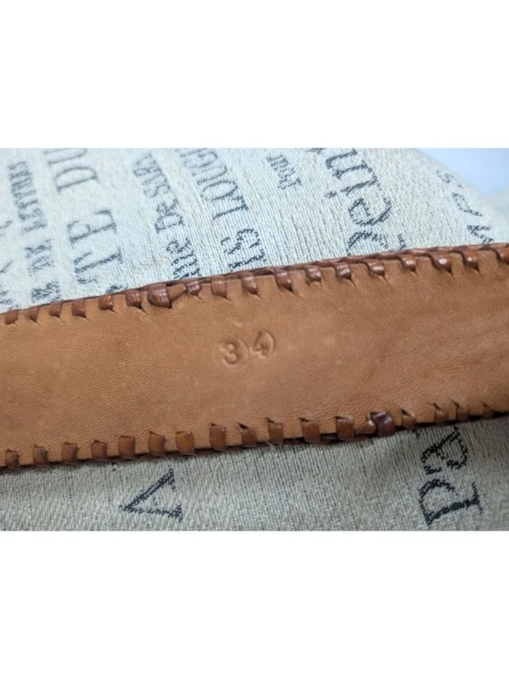 Vintage 90s Guatemalan Indigenous Belt 34 Medium Tan Leather